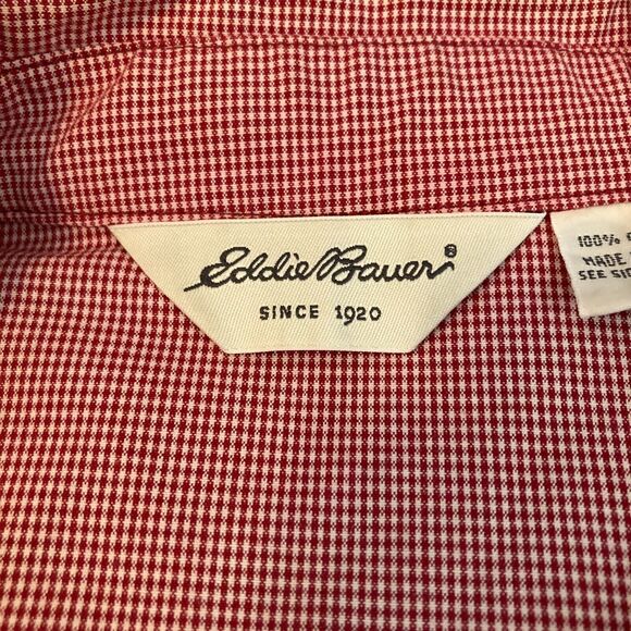 Eddie Bauer Jacket Womens Sz L Red‎ White Gingham Full Zip Cotton Lightweight - Picture 6 of 9